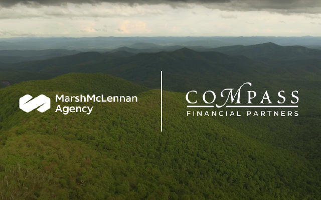 Compass logo green mountain background